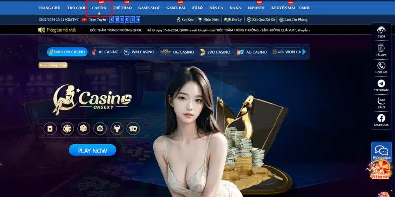 QH88 cung cấp sảnh casino hấp dẫn